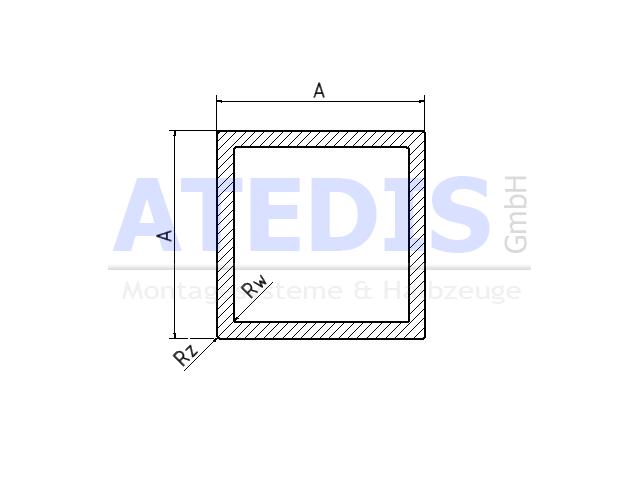 Maße Vierkantrohr 50x50x4 Rw/Rz0,2/0,5