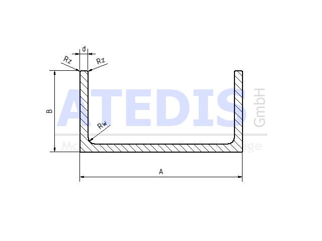 Maße CProfil 13x10x1,5 Rw/Rz0,5/0,3